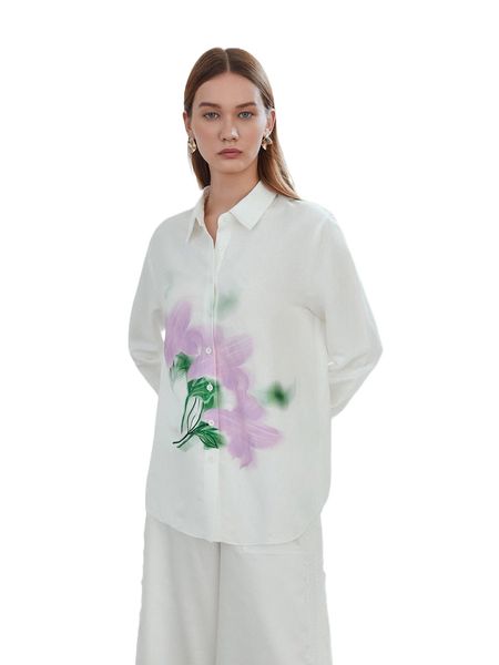 

motf premium linen relaxed fit shirt j34d#, White