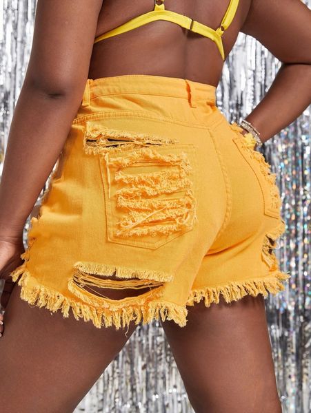 

sxy plus ripped raw hem denim shorts p0kv#, White;black