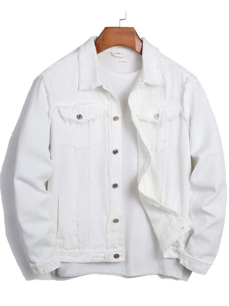 

men raw cut denim jacket without tee 82kh#, Black;brown
