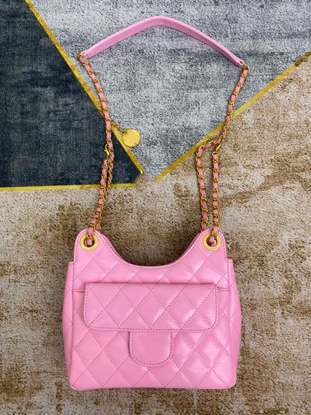 

trend luxury ladies shoulder bag oil wax leather six colors coins classic quilted diamond check hardware chain crossbody designer street han