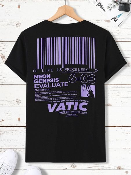 

men striped & slogan graphic tee s5cq#, White;black