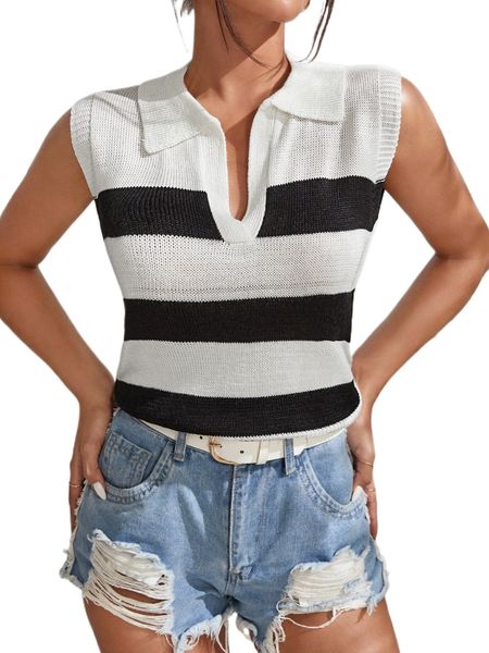 

color block sweater vest u1b8#, White;black