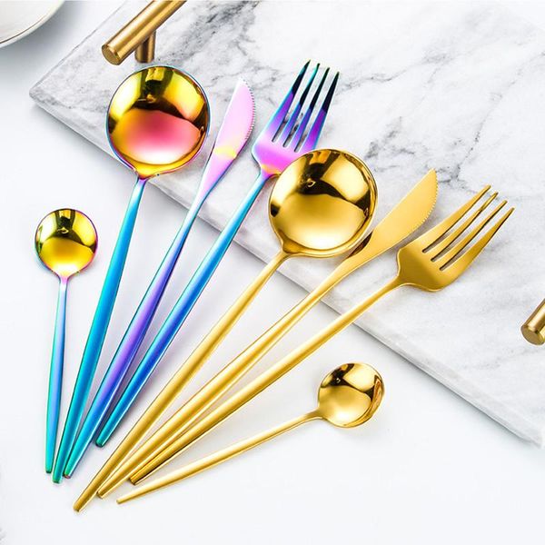 Ужин наборы Gold Set Neench Newk Fork Spoon из нержавеющей стали Houseware Home Praise Dishamefore Safe Satur Horel Hore Boxdinnerware