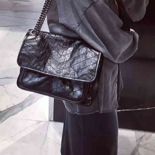 

luxury handbag capacity designer bag luxury large shoulder siant lurant ladies niki leather wax chain shoulder messenger wandering 9gge