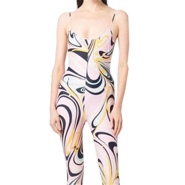 

irregular print womens rompers yoga outfits sleeveless tights textile fashion sling jumpsuits for lady2389