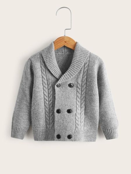 

toddler boys shawl collar double breasted cable knit cardigan she01, Blue