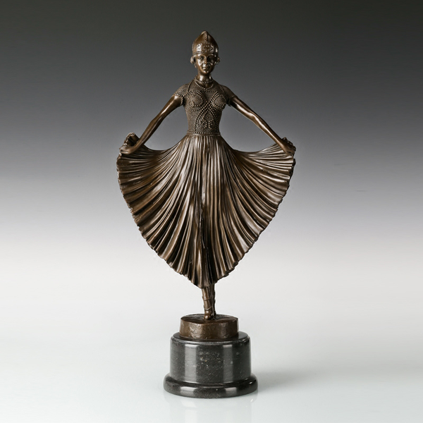 

bronze woman in dress dance sculpture classical female figurine art wonderful home office decoration, Silver