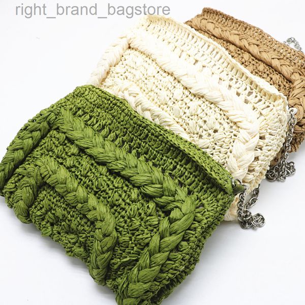 

women shoulder bag designer bohemian paper rope woven straw bag chain knitting sling crossbody bags for women handbag beach bags w220813
