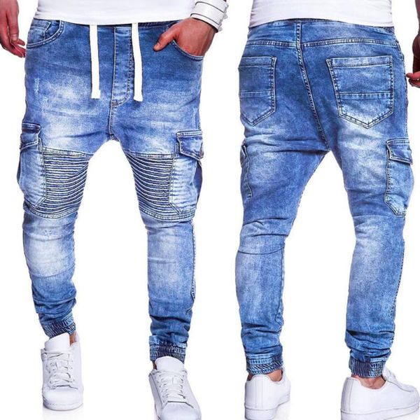 Stili di jeans da uomo Uomo Elasticizzato Strappato Skinny Biker Ricamo Stampa Foro distrutto Nastrato Denim Graffiato Jean di alta qualitàUomo