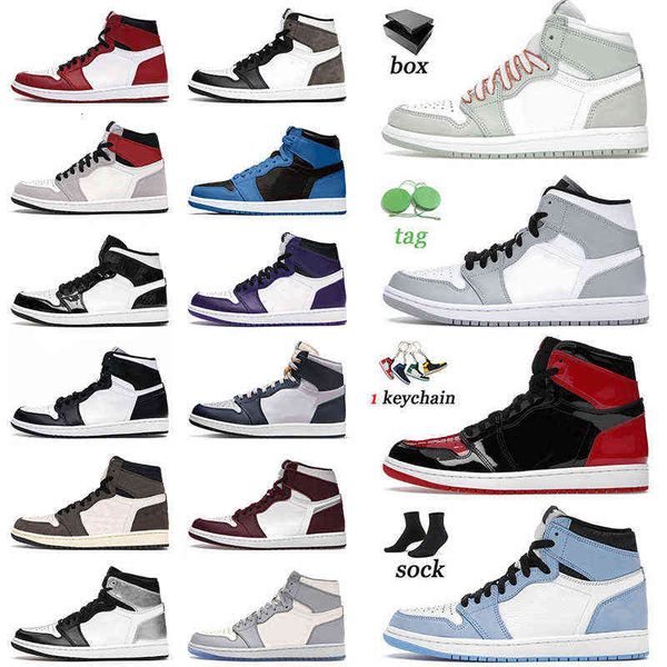 

authentic 2022 with box mens basketball shoes sea light smoke grey university blue bordeaux white black sports off men women trainers, White;red
