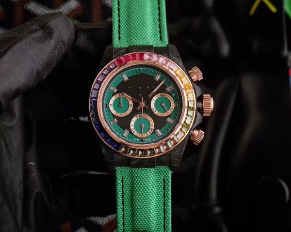 

diw's unique carbon fiber lightness with rainbow color echoes imported quartz chronograph movement permeability increased by 50% sapphi, Slivery;brown