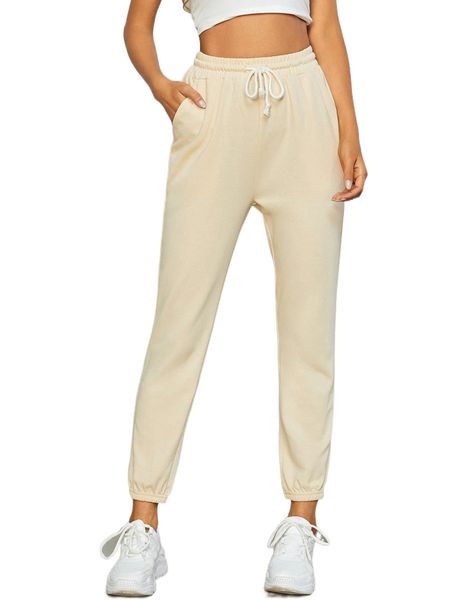 

petite slant pocket drawstring waist sweatpants h4pz#, Black;white