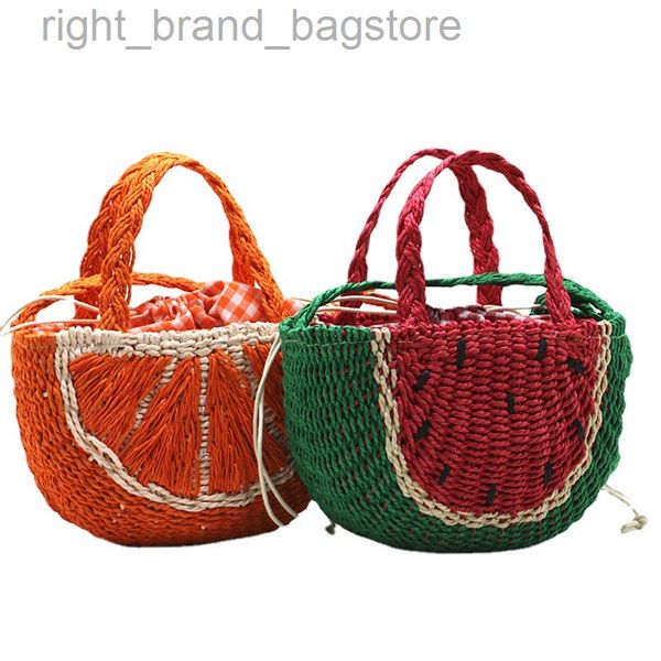 

women handbags bohemian fruit design woven bags for women cute watermelon orange straw bag funny rattan shoulder crossbody bag w220813