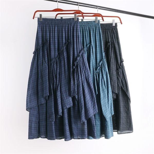 

fleabane bitter fleabane skirt western style restoring ancient ways grid posed skirts women on female 210315, Black