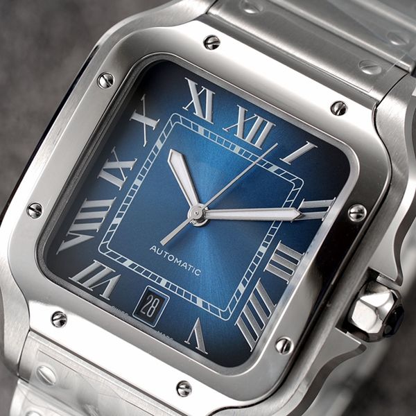 

automatic mechanical calendar white gold rome dial men's watch, Slivery;brown