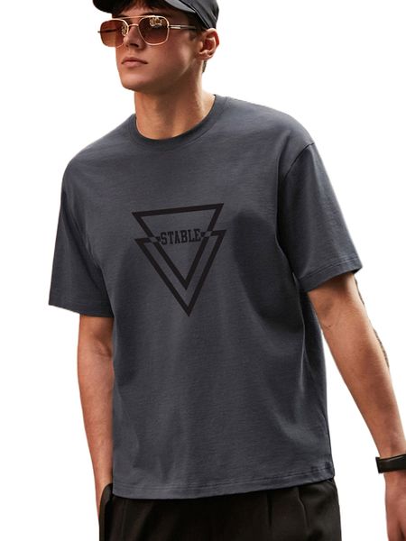 

men graphic print round neck tee n69b#, White;black