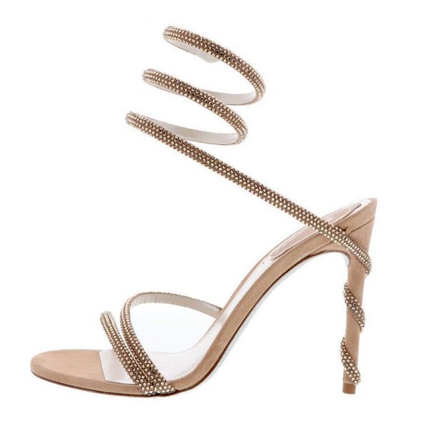 

2022 women's sandals summer new european american fashion rhinestone small feet nude strappy shoes stiletto round toe sandals, Black