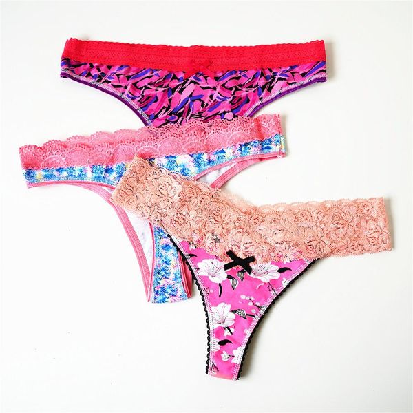 

3 pcs set cotton 2xl panties g-string seamless womens underwear female underpants thong pantys lingerie briefs pm052, Black;pink