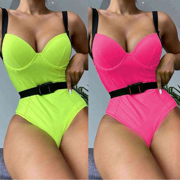 

swimsuit 2022 one-piece solid color bikini belt sexy, White;black