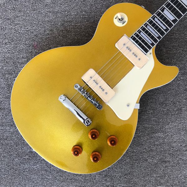 

rosewood fingerboard electric guitar, chrome hardware, gold 2 p90 pickups, solid mahogany body guitar