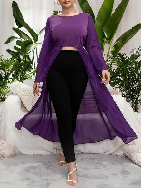 

plus asymmetrical hem longline k46l#, Black