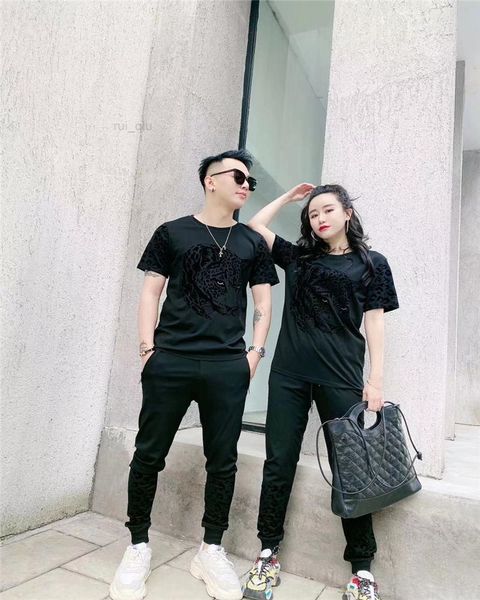 

tracksuits high men's quality casual and women's sportswear sports suit crew neck t-shirttrousers slim fit two-piece, Gray