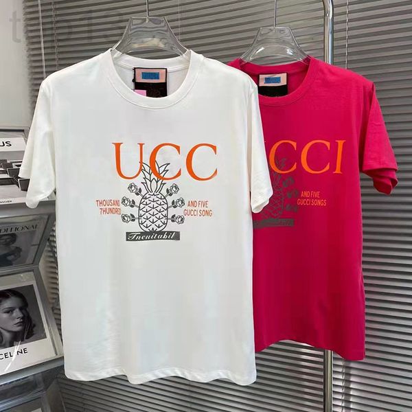 

women's t-shirt designer 22 spring and summer new short exquisite letters pineapple print t-shirt sleeve fresh breathable, versatile fo, White