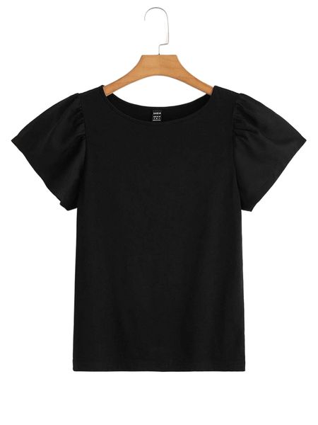 

puff sleeve solid 56te#, White