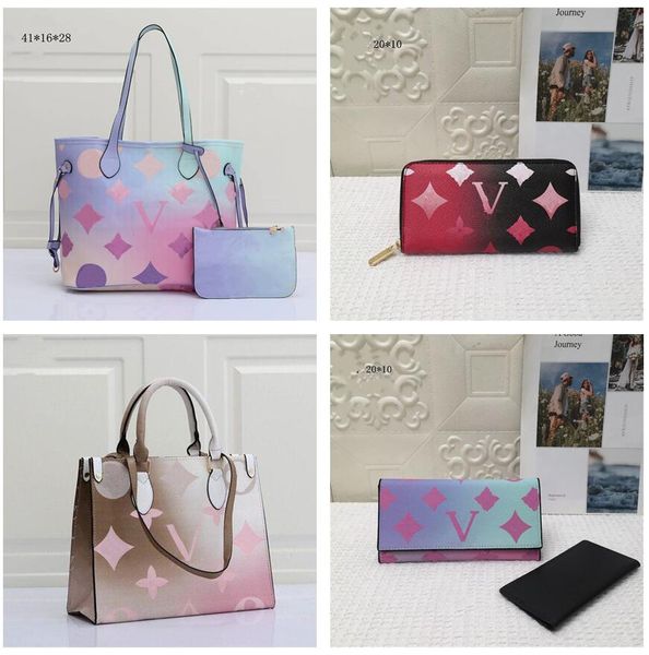 

spring sunrise pastel classic 2pcs set totes composite bags gradient women on designer shoulder the handbag purse go tote in the city crossb