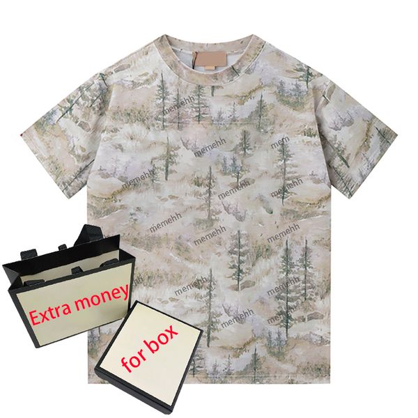 

2022 mens t-shirts crew neck short sleeve landscape print womens t-shirt fashion design loose casual street trend boys top, White;black