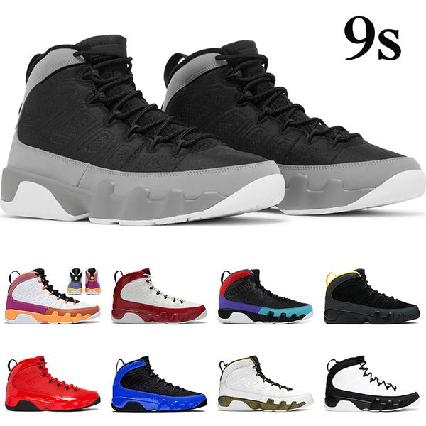 

9s men basketball shoes particle grey racer statue jumpman 9 retro university blue bred gym red mens trainer, Black