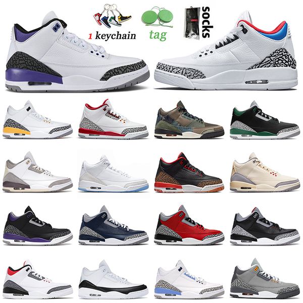 

jumpman 3 basketball shoes 3s mens dark iris new seoul cardinal red patchwork muslin black cement midnight navy pure white women sneakers si