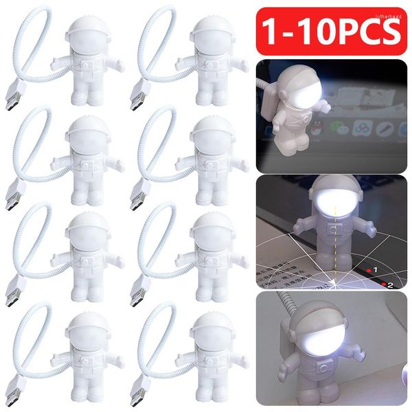 Luzes noturnas 1-10pcs USB LED LED ASTRONAUT Nightlight Reading Tabel mesa de mesa Lâmpada de decoração para o quarto de casa Laptop Laptop Nightnight