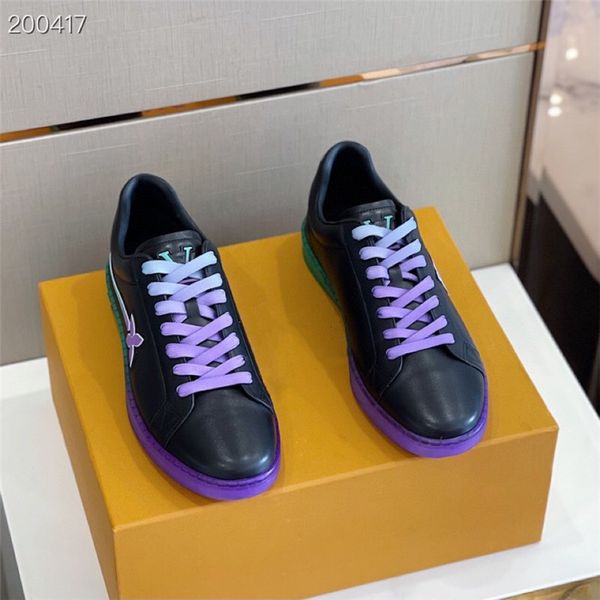 

classic designer casual shoes men fashion boots leather sneaker round head lace up low board shoe, Black