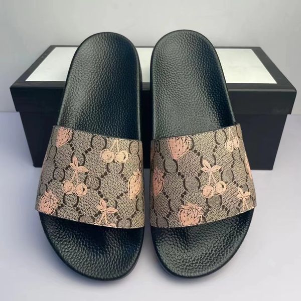 

home slide platform designer striped sandal beach slides flat cherry strawberry mens ladies sandals bathroom women shoes flip flops slippers, Black
