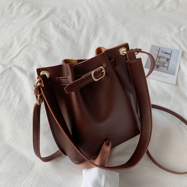 

4 colours plain bucket crossbody bag new designer women genuine leather fashion