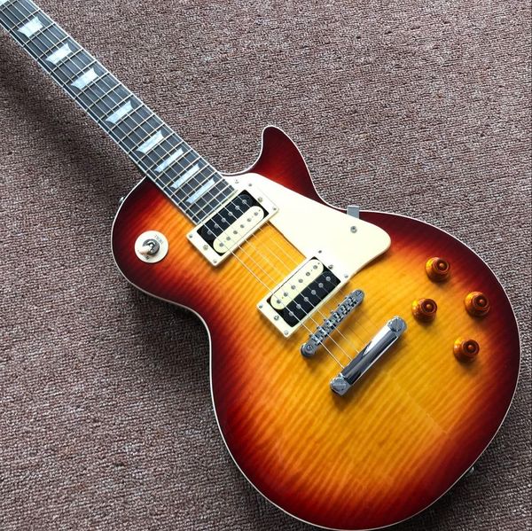 

new tiger flame electric guitar.sunburst color standard gitaar mahogany body