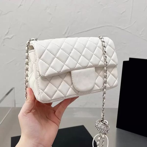 

classic mini flap square bags france womens lambskin genuine leather silver strass ball adjustable shoulder strap crossbody handbags luxury