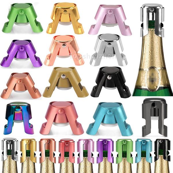 13 cores Ferramentas portáteis de barras de vinho Champagne Stopper de garrafa de aço inoxidável Vacuum Air selado selo apertado Profissional Fizz Saver Caps Toppers Acessórios