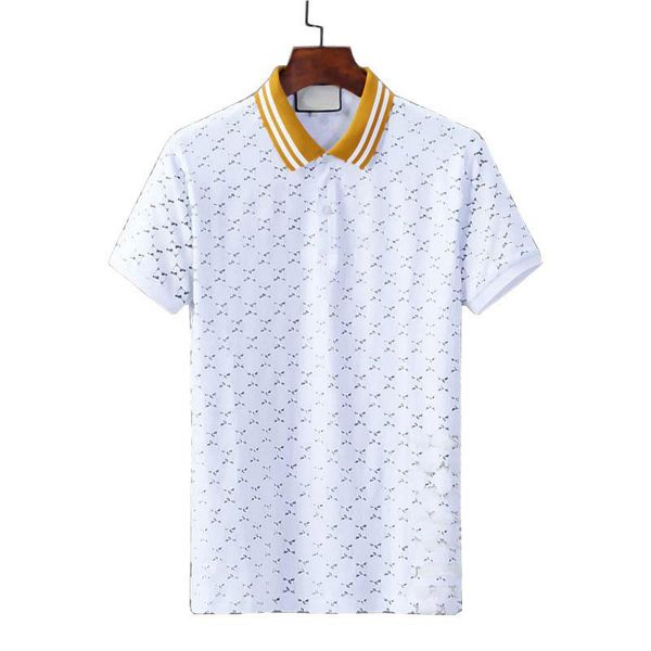

fashion designer mens polos shirts men short sleeve cotton t shirt original single lapel shirt jacket sportswear jogging suit4 color options, White;black