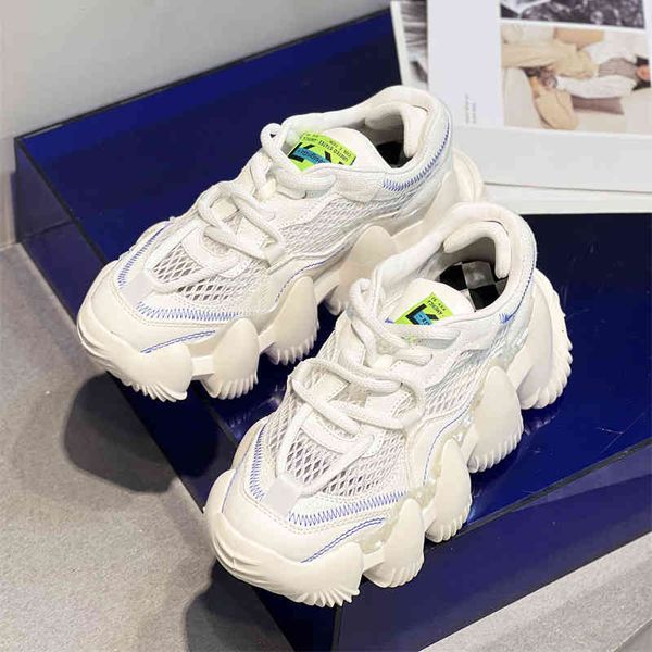 

dress shoes european breathable mesh leather daddy shoes women's fashion summer net red thick soled casual sports women 78um, Black
