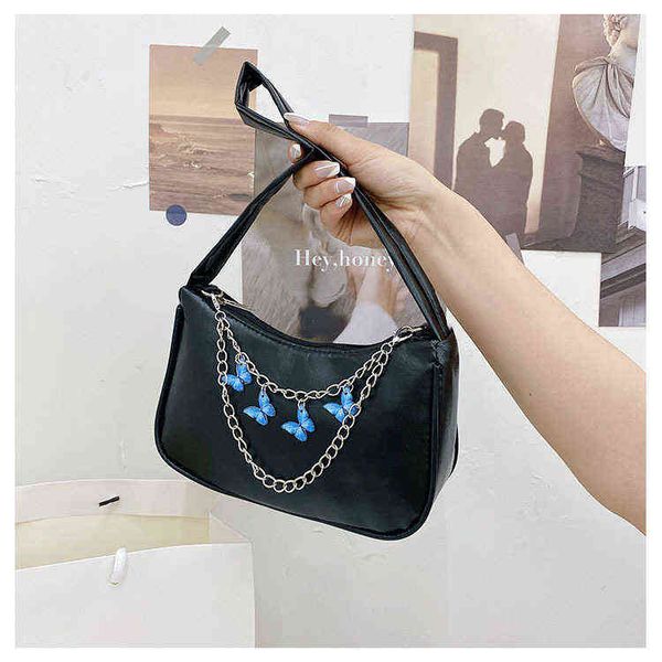 

retro chain butterfly totes bags for women 2022 trendy vintage handbag female small subaxillary bags casual mini shoulder bag y220609