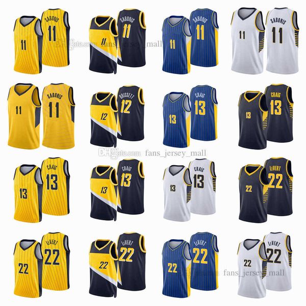 

printed city basketball jerseys 11 domantas 22 caris sabonis levert 12 oshae 13 torrey brissett craig color white orange blue black, Black;red