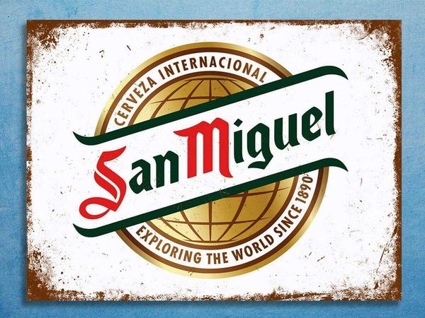 

tin signs vintage san miguel beer vintage wall decoration home bar garage art sign 8x12 inches
