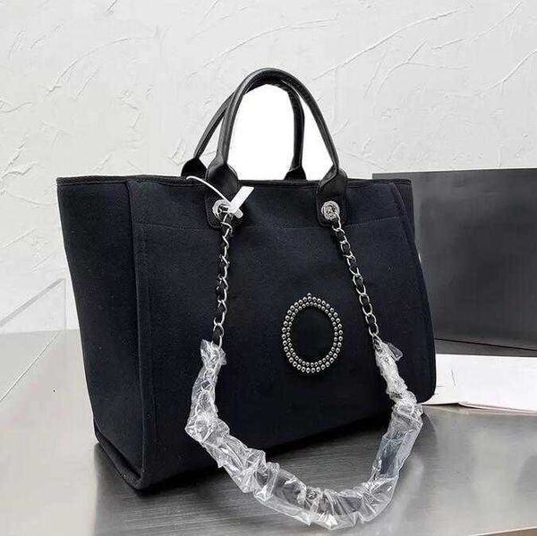 

sw 2022 summer pearl beach party shopping bags deauville chain handle totes silver hardware larghe capacity purse 5 colors choose luxury