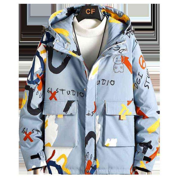 

2021 new fur collar thick padded jacket men winter outdoor windproof long cotton-padded jacket t220715, Black