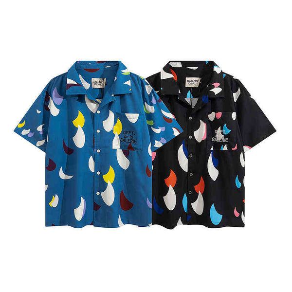

designer t-shirt classical brand galley shirt dept fashion james loose hawaiian flower short sleeve shirt men's and women's loose, White;black