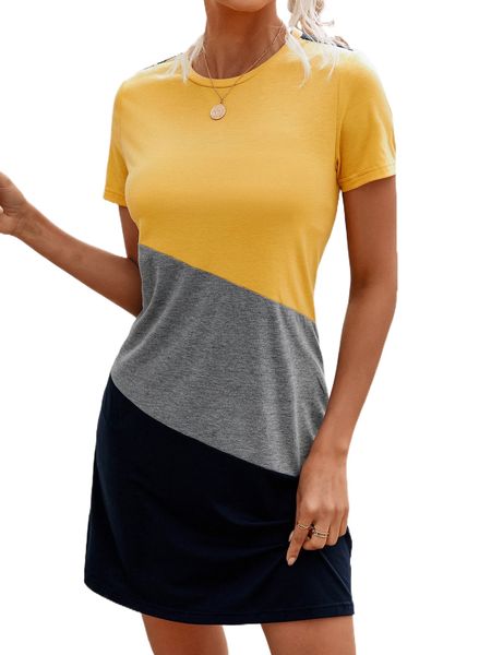 

color block tee dress c6yk#, Black;gray