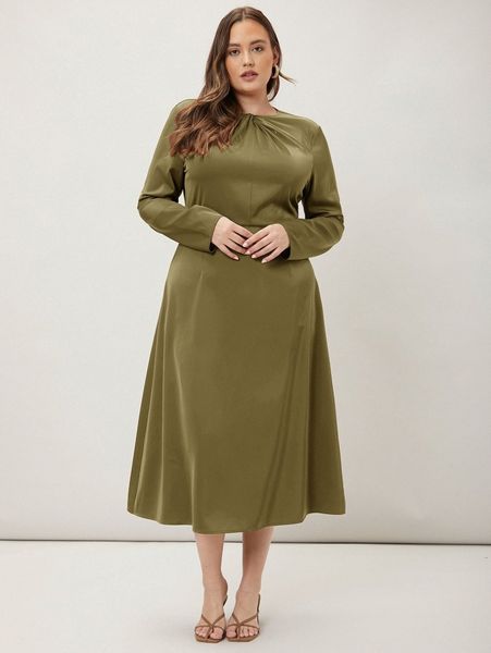

motf premium plus twist midi dress e8tp#, Black