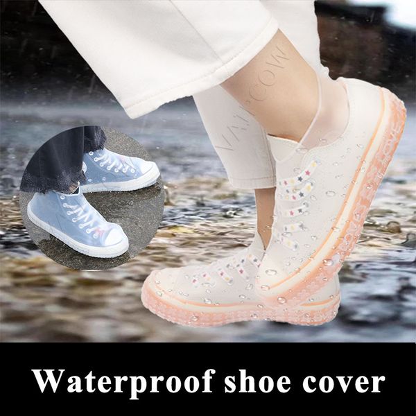 Перерабатываемые силиконовые оплошки многоразовые водонепроницаемые дождиные мужчины Обувь крышки дождя не скользкие моющиеся унисекс износостойкие